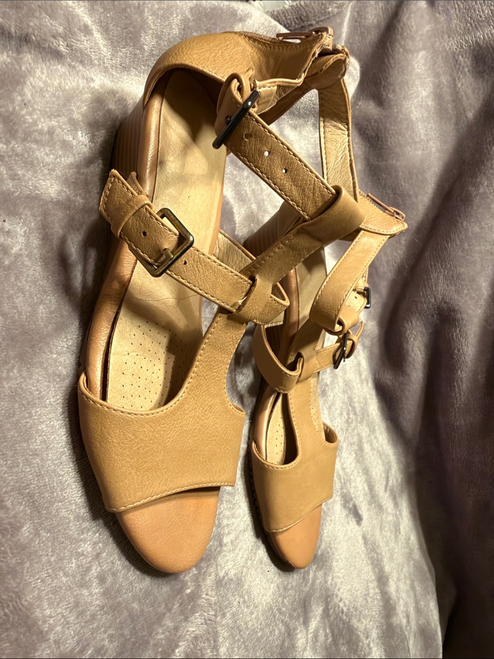 Women’s Tan Strappy Block Heel Sandals